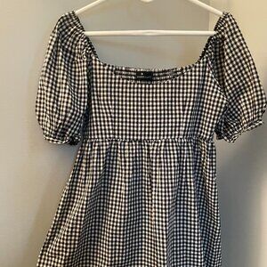 Tuckernuck Pomander Place Abigail Black Gingham Puff Sleeves Dress Size M